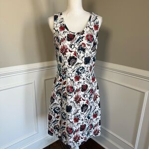 Ann Taylor Floral A-line Midi Sundress  Sleeveless Design and Scoop Neck Size 8